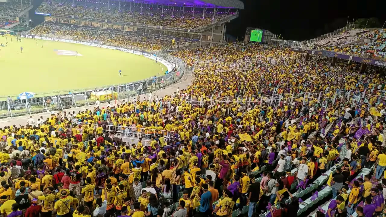 Stadium full of fans cheering during IPL season